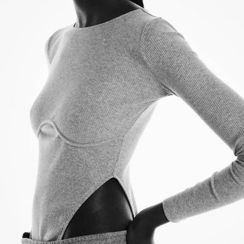 Forever 21 Gray Ribbed Bodysuit - Picture 2 of 5